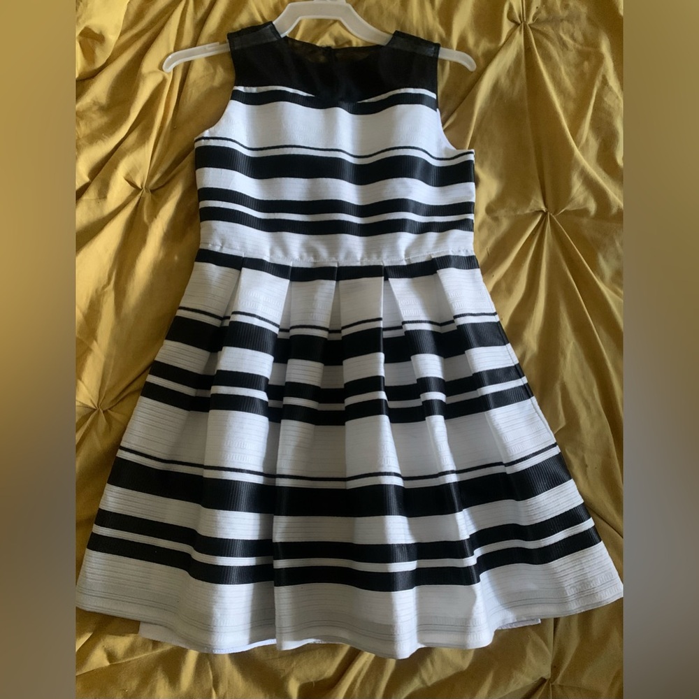 Pastourelle Black and White Striped Casual Dress